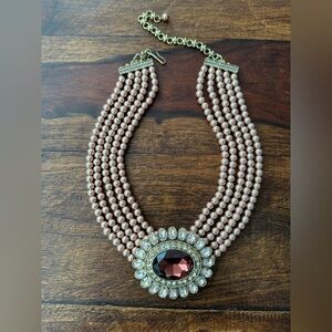 Heidi Daus Amethyst Crystal Faux Pearl Necklace